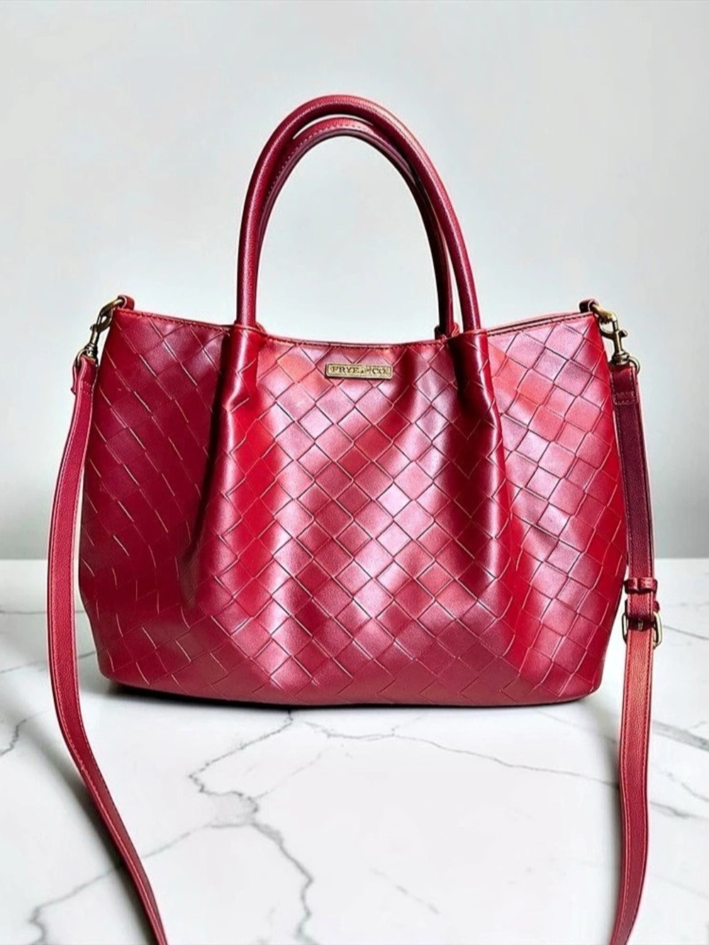 Frye Quilted Tote in Red Like New